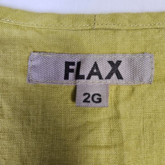 FLAX Designs Linen Top Womens 2G Chartreuse Lagenlook Tunic Oversized Boho Shirt - Picture 7 of 15